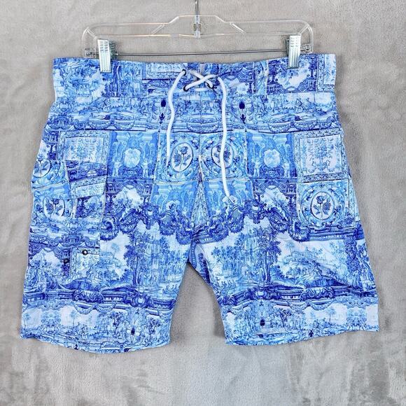 Antica Sartoria Other - Antica Sartoira Blue Toile Board Swim Shorts Men's M Giacomo Cinque Positano